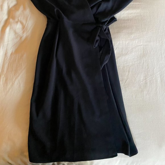 Topshop Midi Wrap Dress Black Sz S - Picture 3 of 5